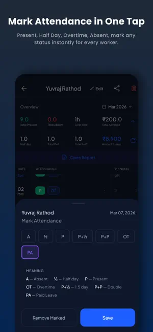 HajriBook - Labour Attendance screenshot 3
