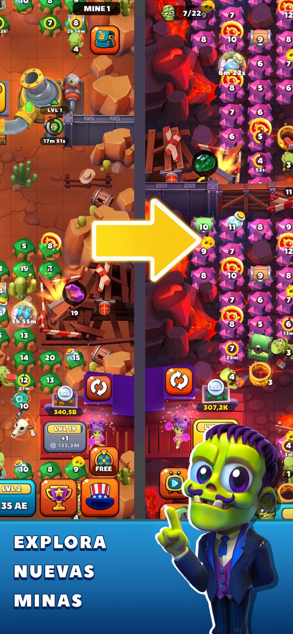 Idle Zombie Miner: Gold Tycoon iOS Mod IPA screenshot 4 - iOS game interface