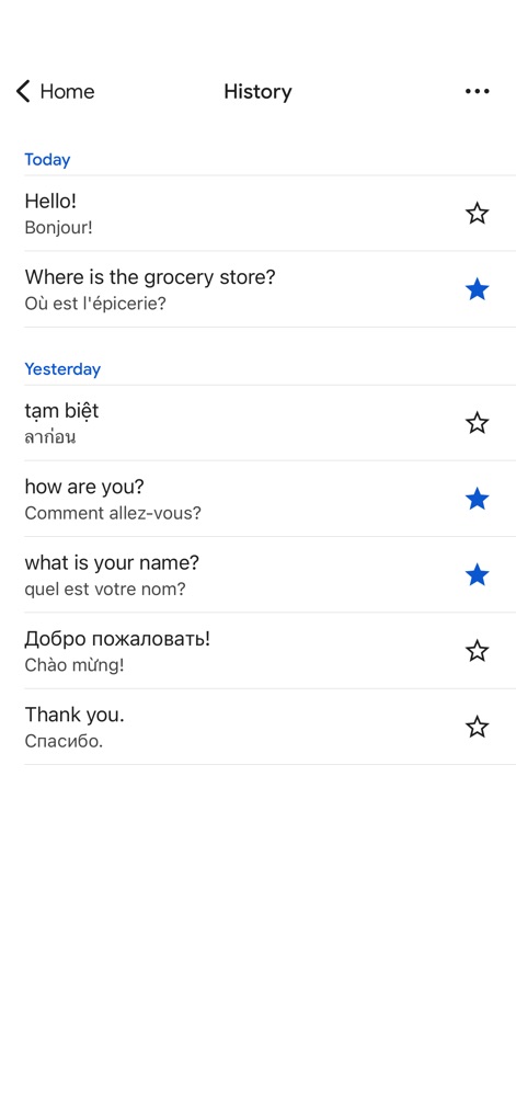 Google Translate - Translation History
