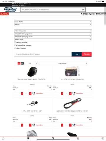 Gürkan Motor B2B iPad screenshot