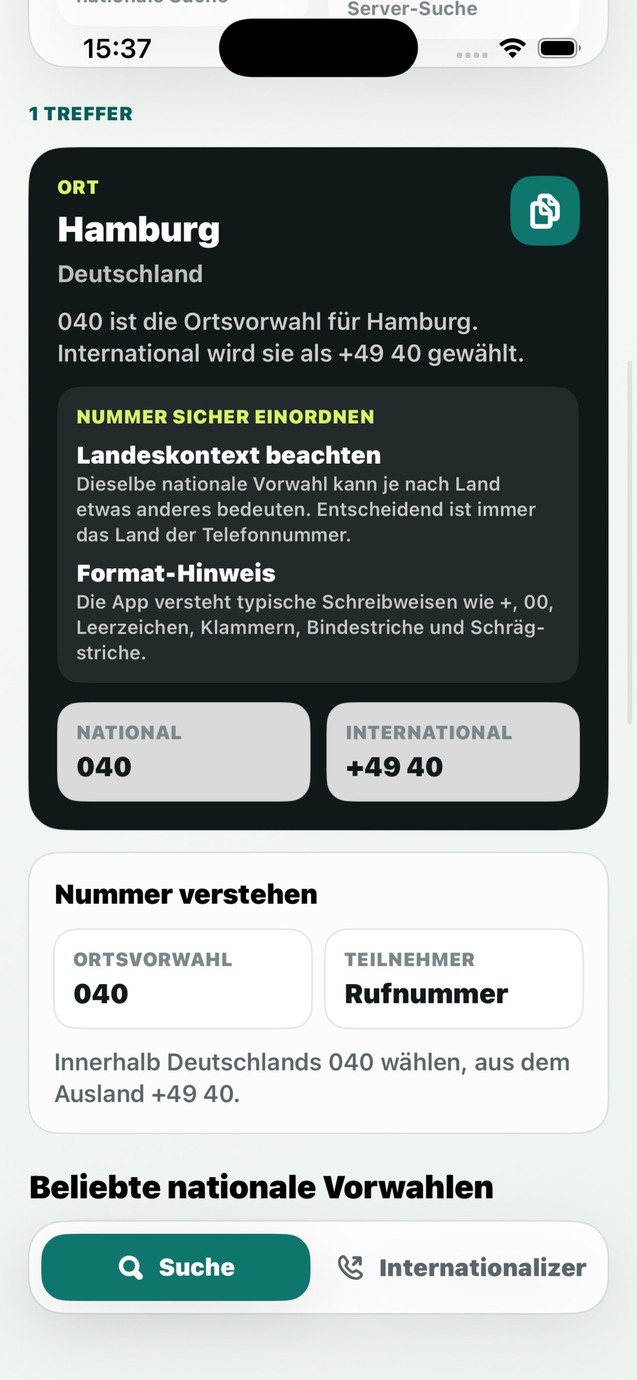 Screenshot 2 of vorwahl.app