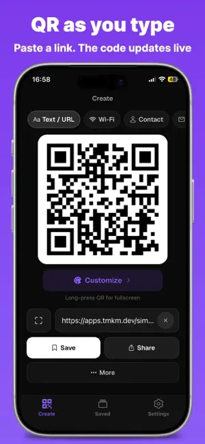 Simple QR: Generator & Scanner screenshot 1