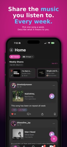 Tunesday: Share Music Weekly iPhone screenshot