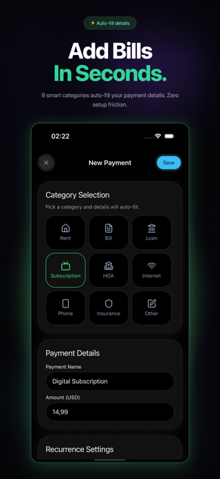 Last Payment: Bill Tracker Screenshot 2 of 5