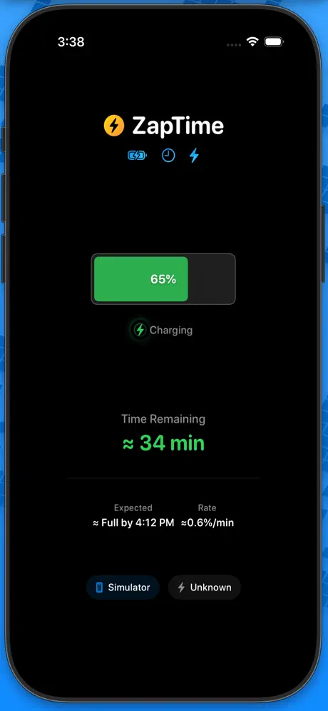 ZapTime  电池充电时间应用截图