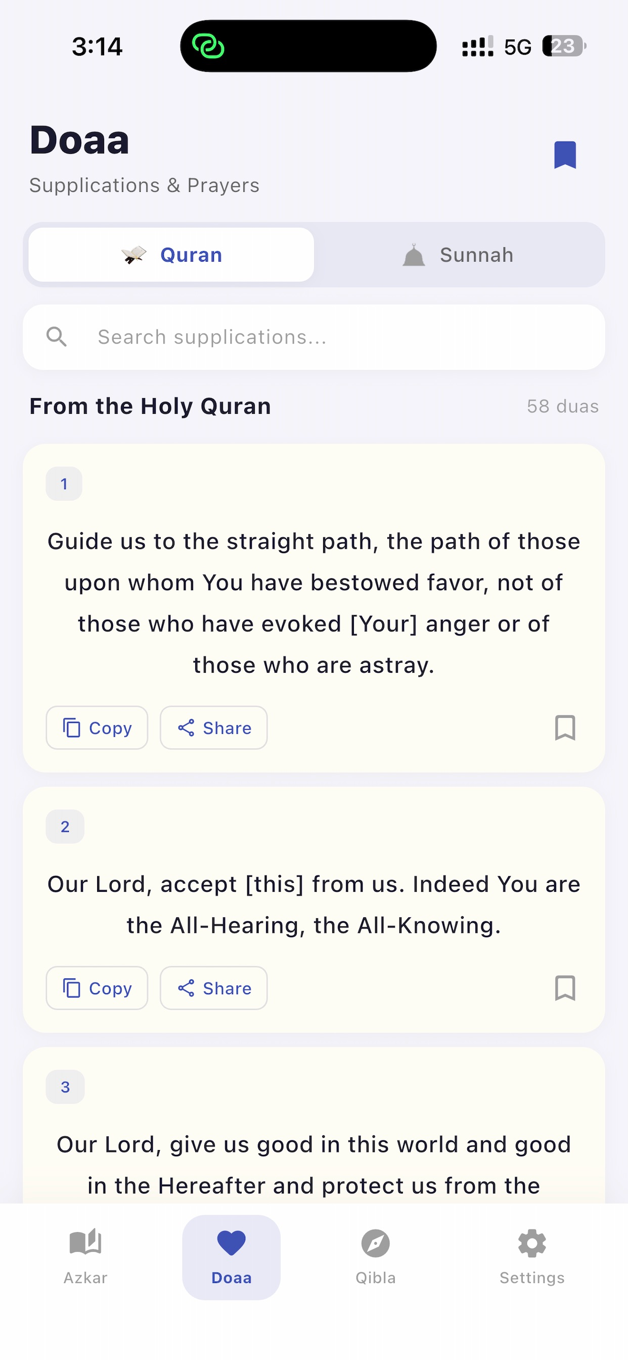Azkar Doaa Qibla Prayer times screenshot 3