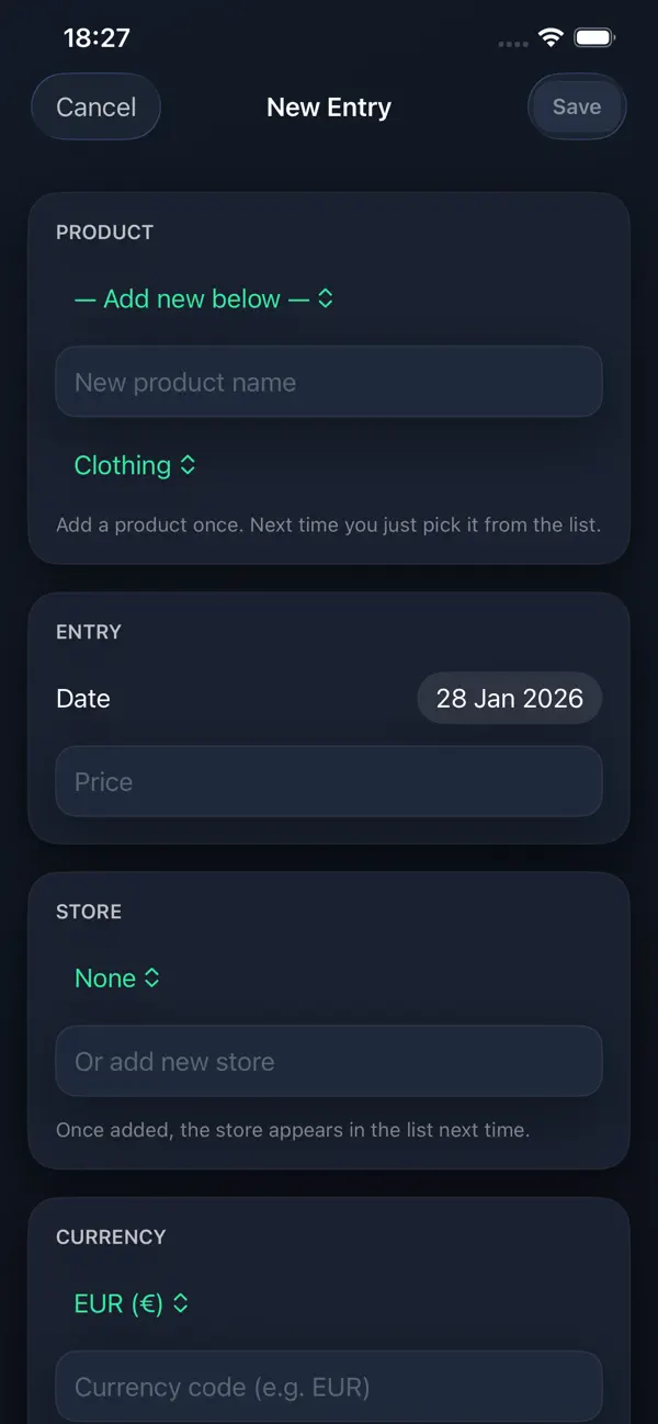 Screenshot #3 pour PriceTrack – Inflation Tracker