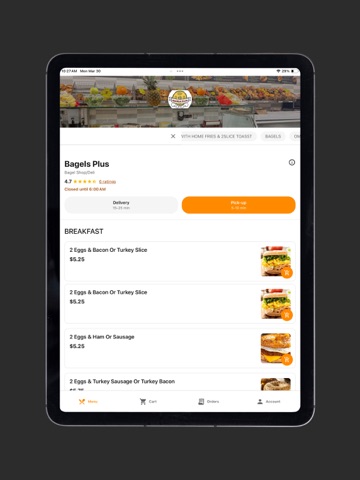 Bagels Plus Café iPad screenshot