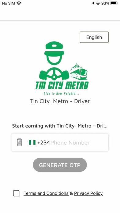 Driver app - Tin City Metro Screenshot