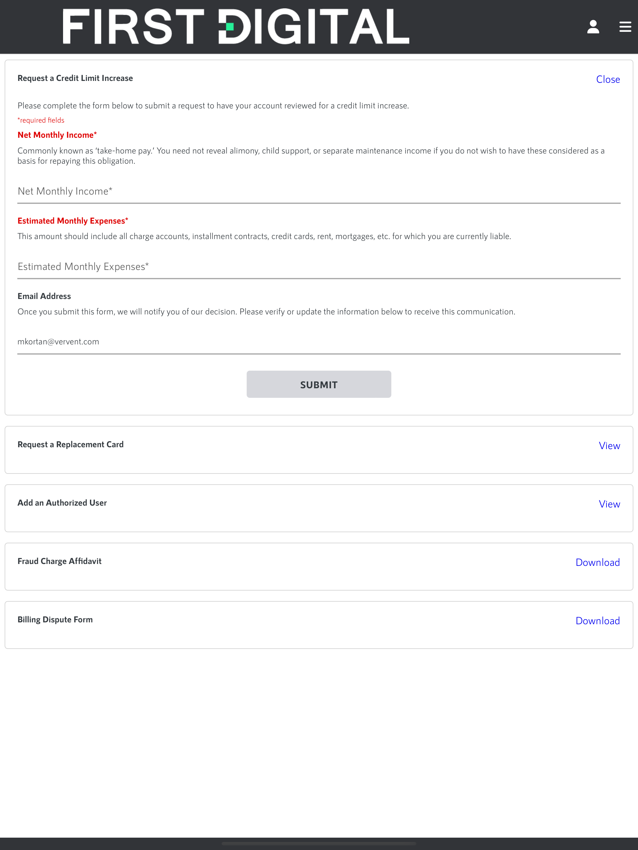 First Digital Card Mobile App