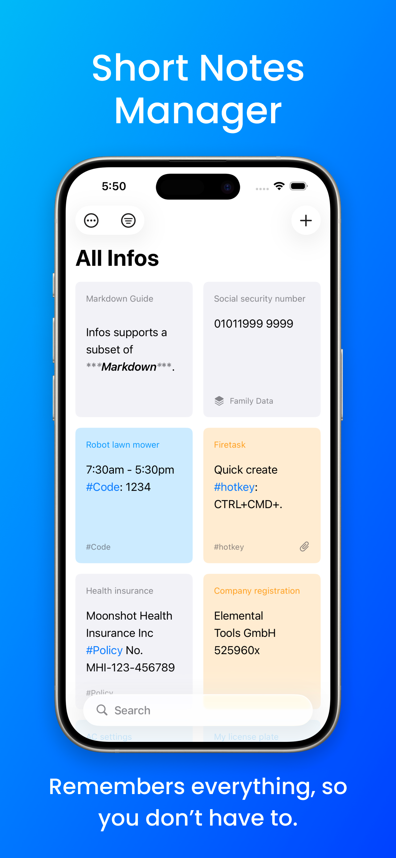 Infoplane: Short Notes Manager