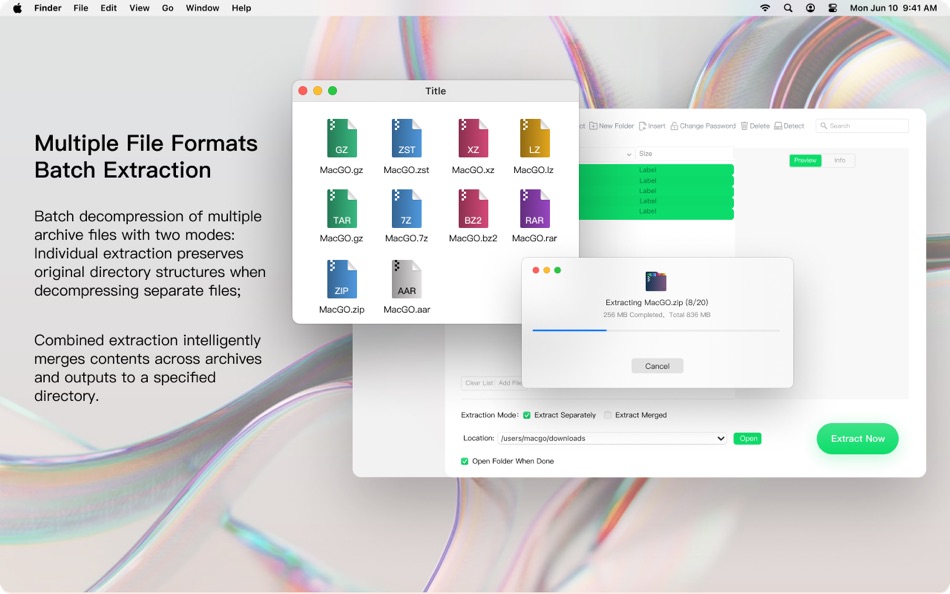 #2. MacgoZip-RAR 7Z ZIP Extraction (macOS) 由: Guangzhou Huamai Digital Technology Co., Ltd.