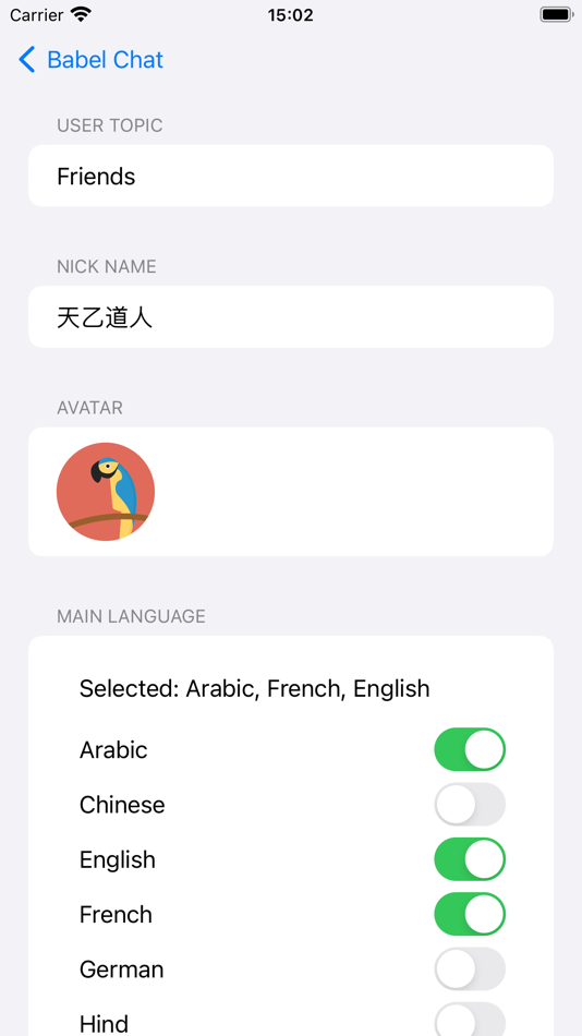 #2. BabelChat (iOS) Podle: jianfeng xuan