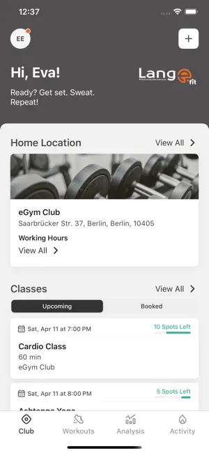 Langefit screenshot 2