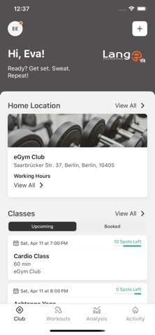 Langefit iPhone screenshot