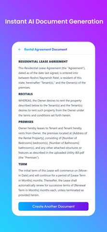 AI Legal Document Generator iPhone screenshot