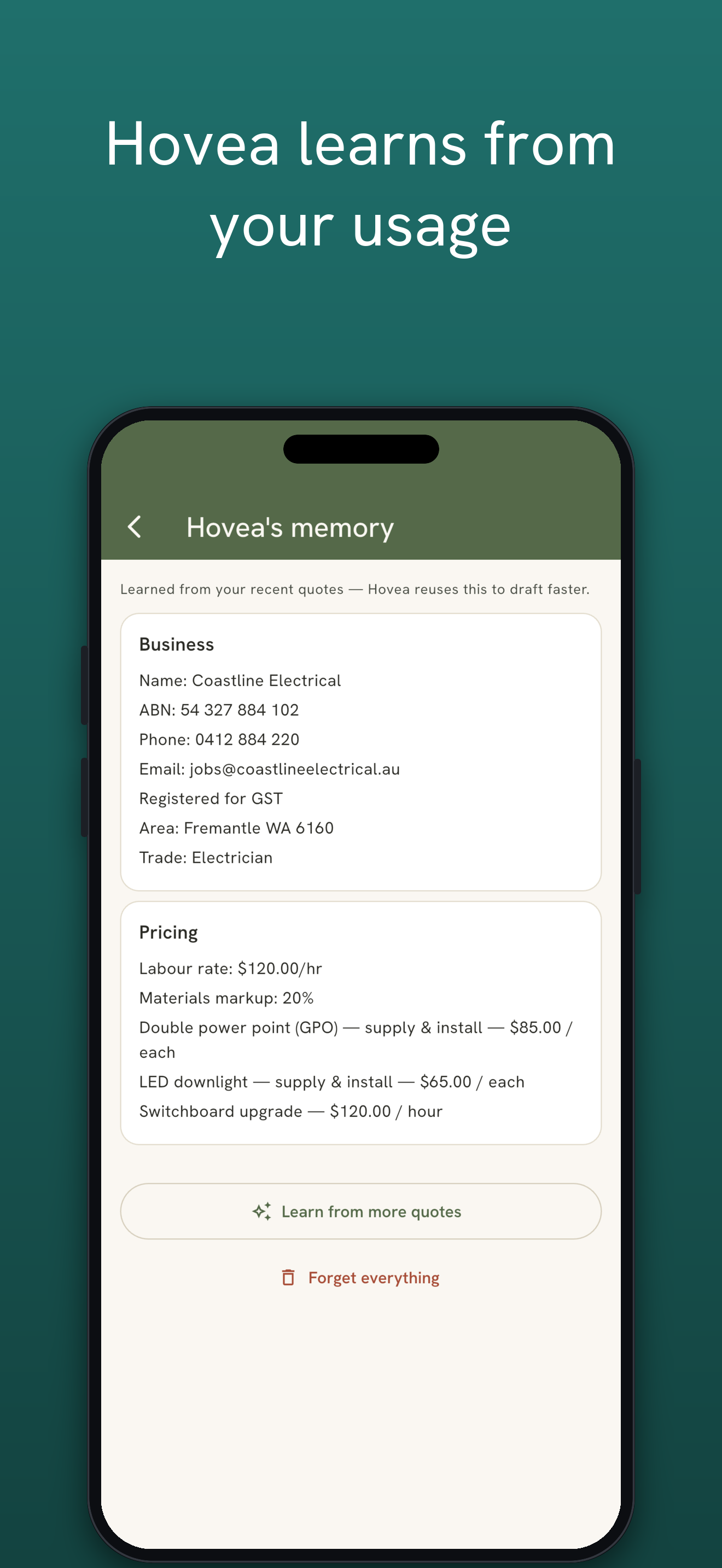 Hovea: Quotes for Tradies screenshot 5