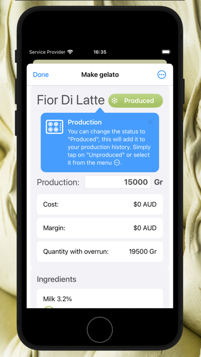 Gelato Maestro Pro: Recipe Screenshot