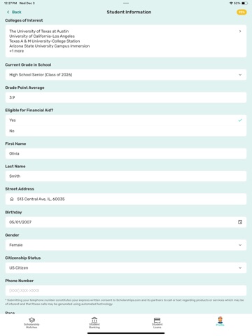 Scholarships.com iPad screenshot