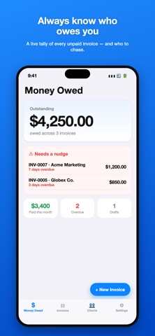 PaidUp Invoices iPhone screenshot