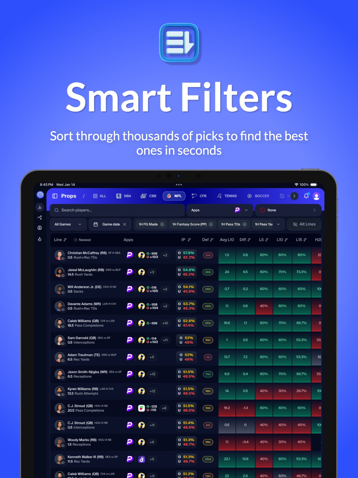 PickFinder: Data-Driven Picks ipad screenshot 3