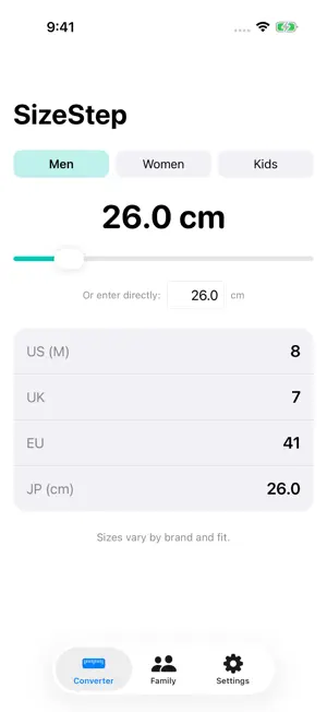 SizeStep: Shoe Size Converter screenshot 3