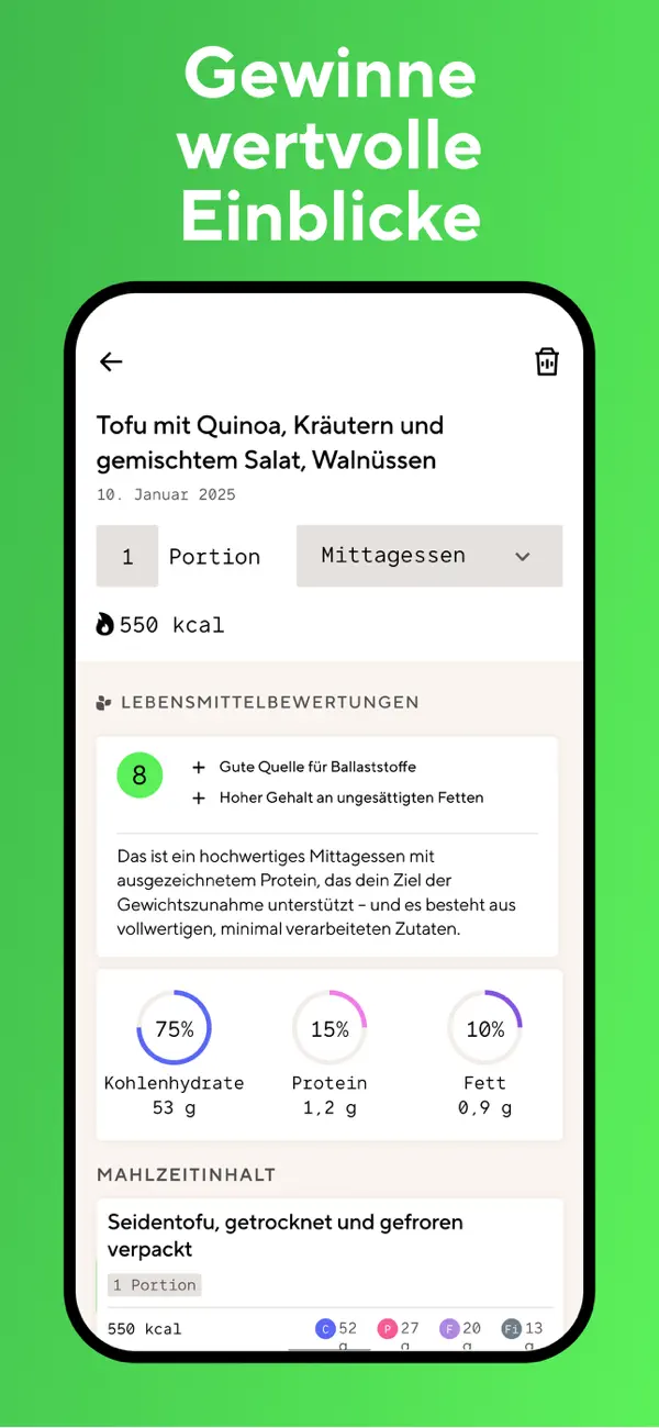 Lifesum: Kalorien Zähler AI iPhone App Screenshot 3 – Gesundheit & Fitness
