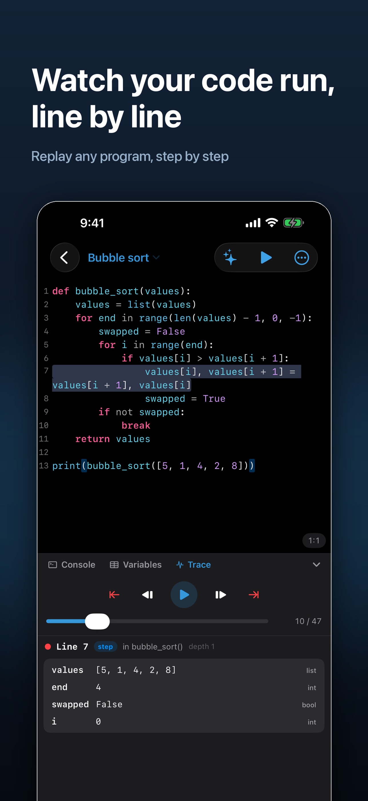 Screenshot 1 of Codecell: Python & JS Tracer