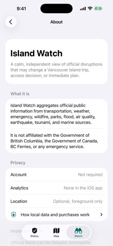 Island Watch iPhone screenshot