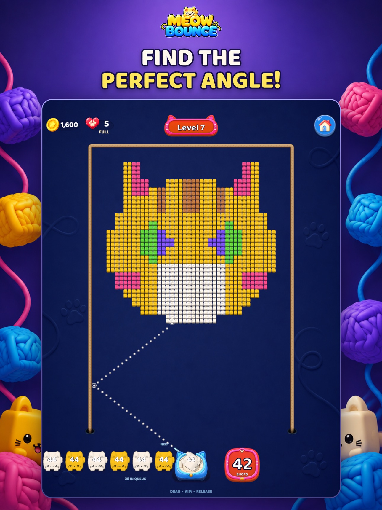Screenshot 8 of Meow Bounce: Yarn Flow