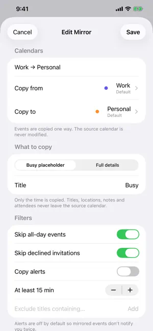 Carbon - Calendar Mirror screenshot 2