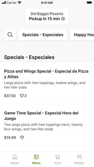 Del Baggio Pizzeria iPhone screenshot 2 - Food & Drink app
