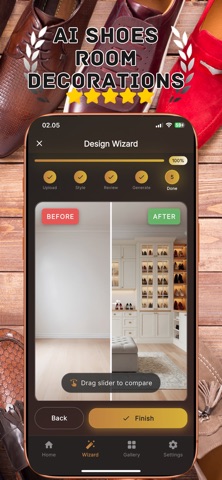 AI Shoe Room Organizer Design screenshot