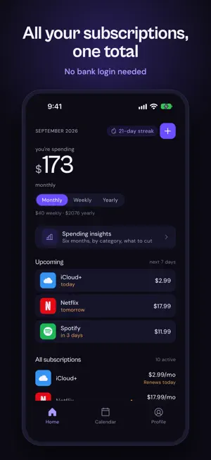 SubTrackr Subscription Tracker screenshot 1
