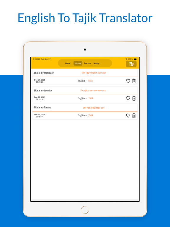 English To Tajik Translator iPad screenshot