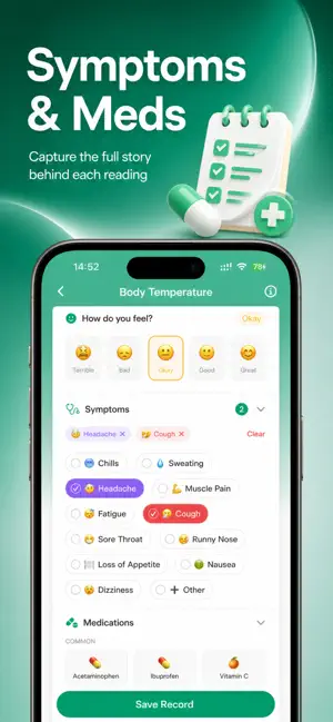 Body Temperature Fever Log iPhone screenshot 3