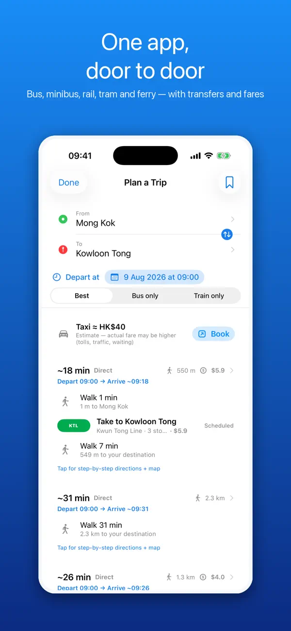 Screenshot #1 pour Departly: HK Bus & Rail