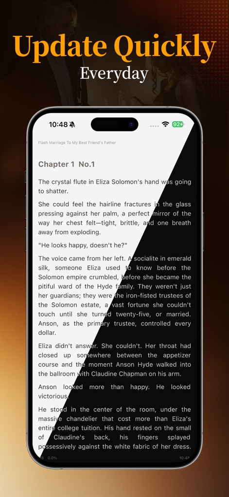 BestNovel - Webnovel & Romance - Experience engaging story content with adjustable display options, including a customizable dark mode for comfortable reading in any environment.