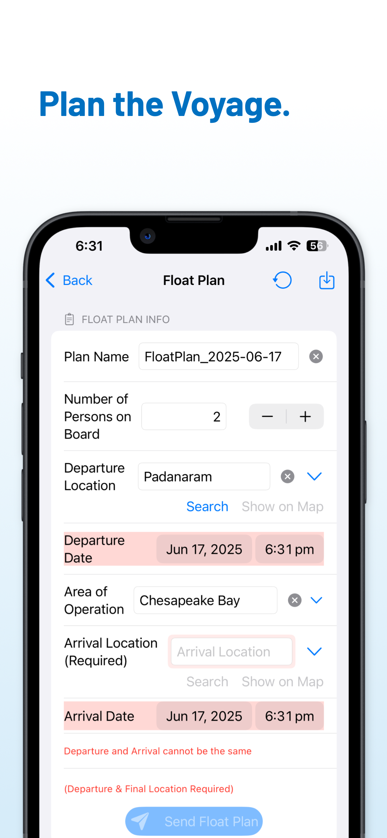Float Plan Messenger