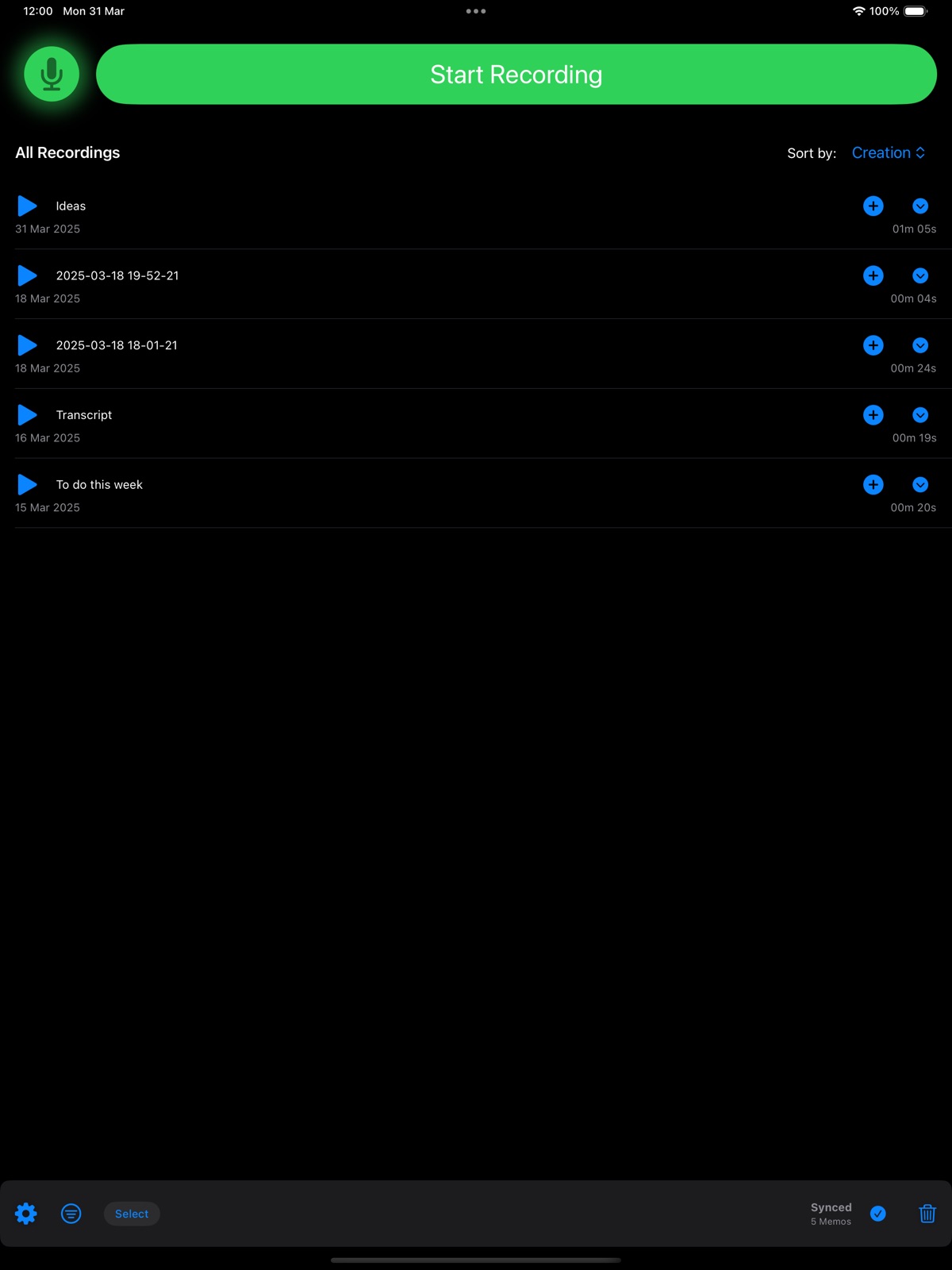 Auto Memo Recorder ipad screenshot 1