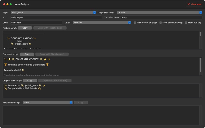 Vero Scripts screenshot
