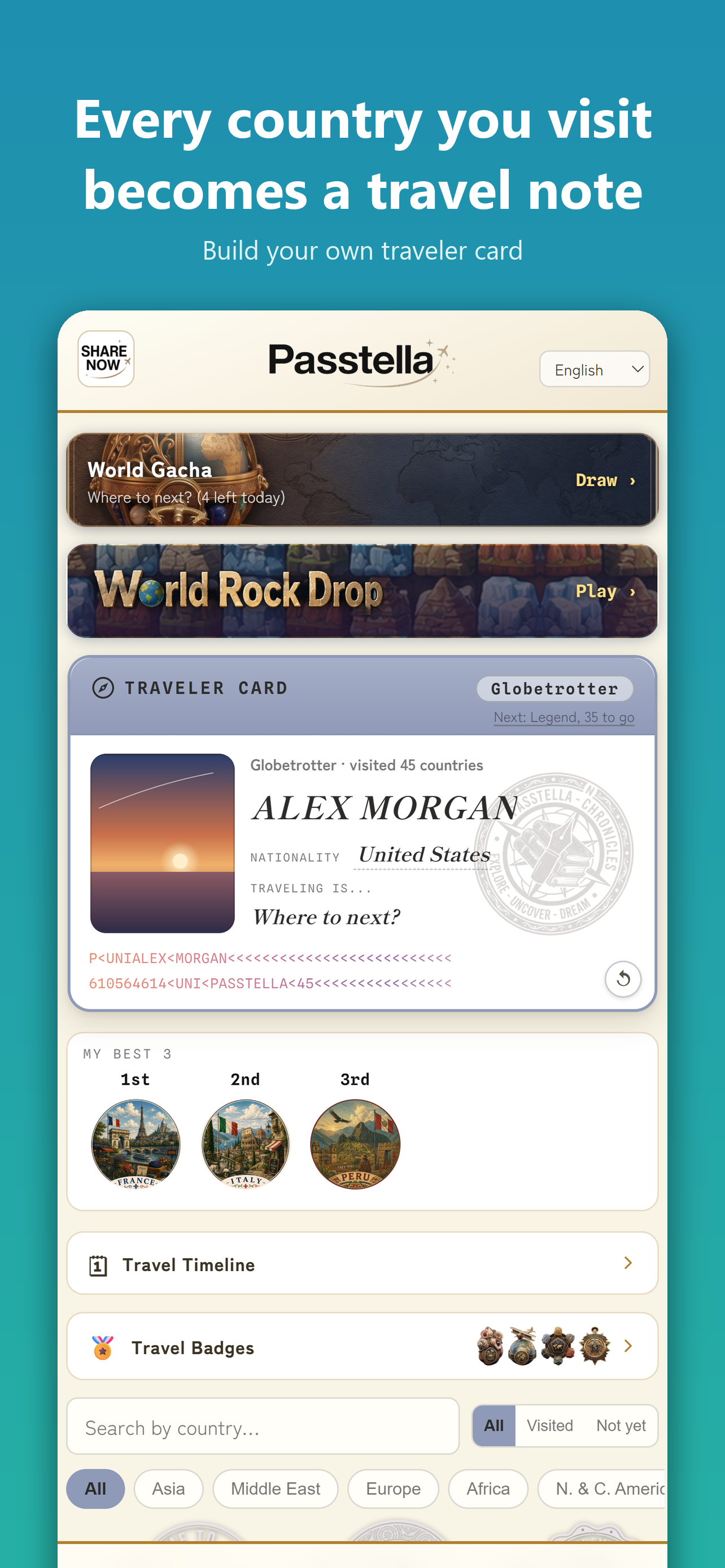 Passtella: Travel Log & Stamps screenshot 5