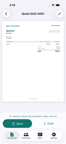 QuoteWell: Invoice & Estimate Screenshot 3 of 5