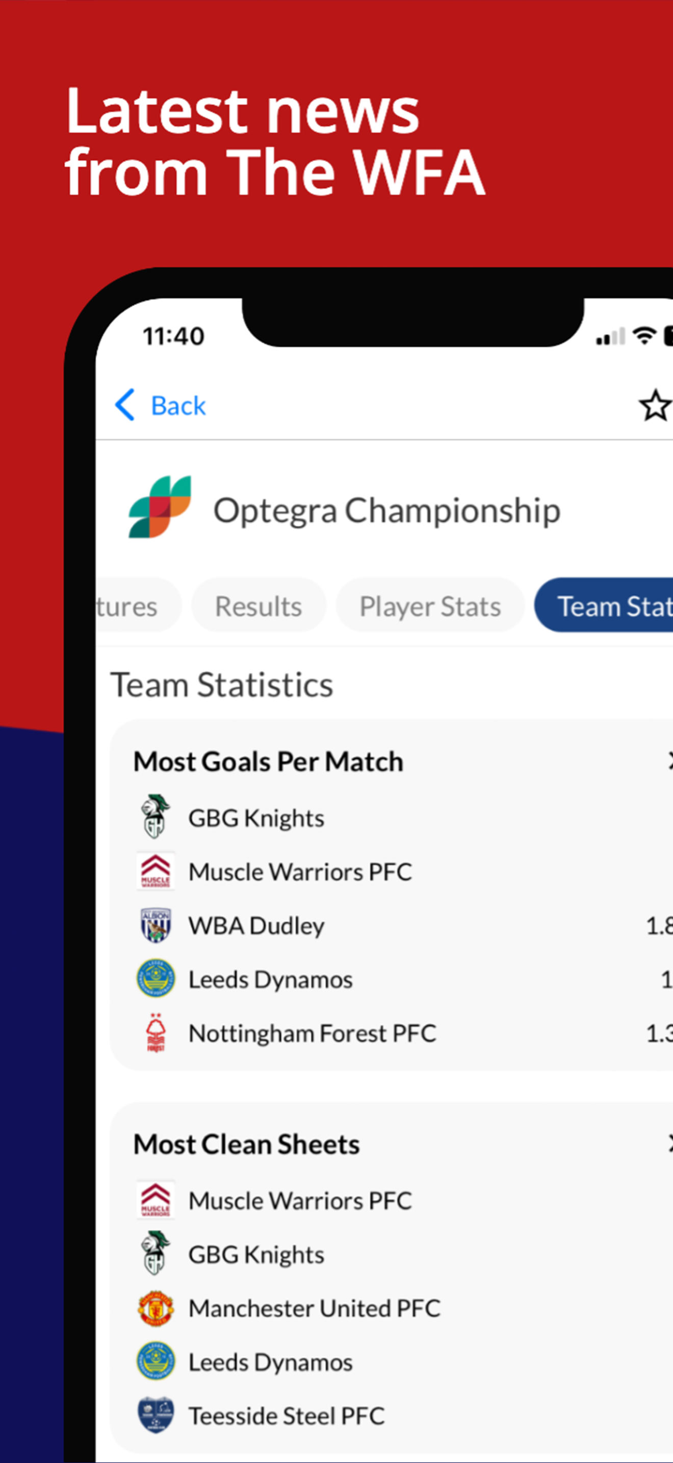 WFA Scoreline screenshot 5