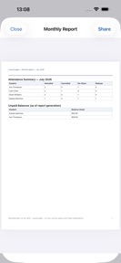 Lesson Attendance & Tuition screenshot