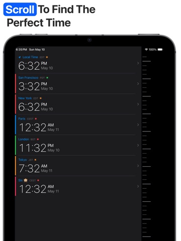 FlutterTime Timezone Converter iPad screenshot