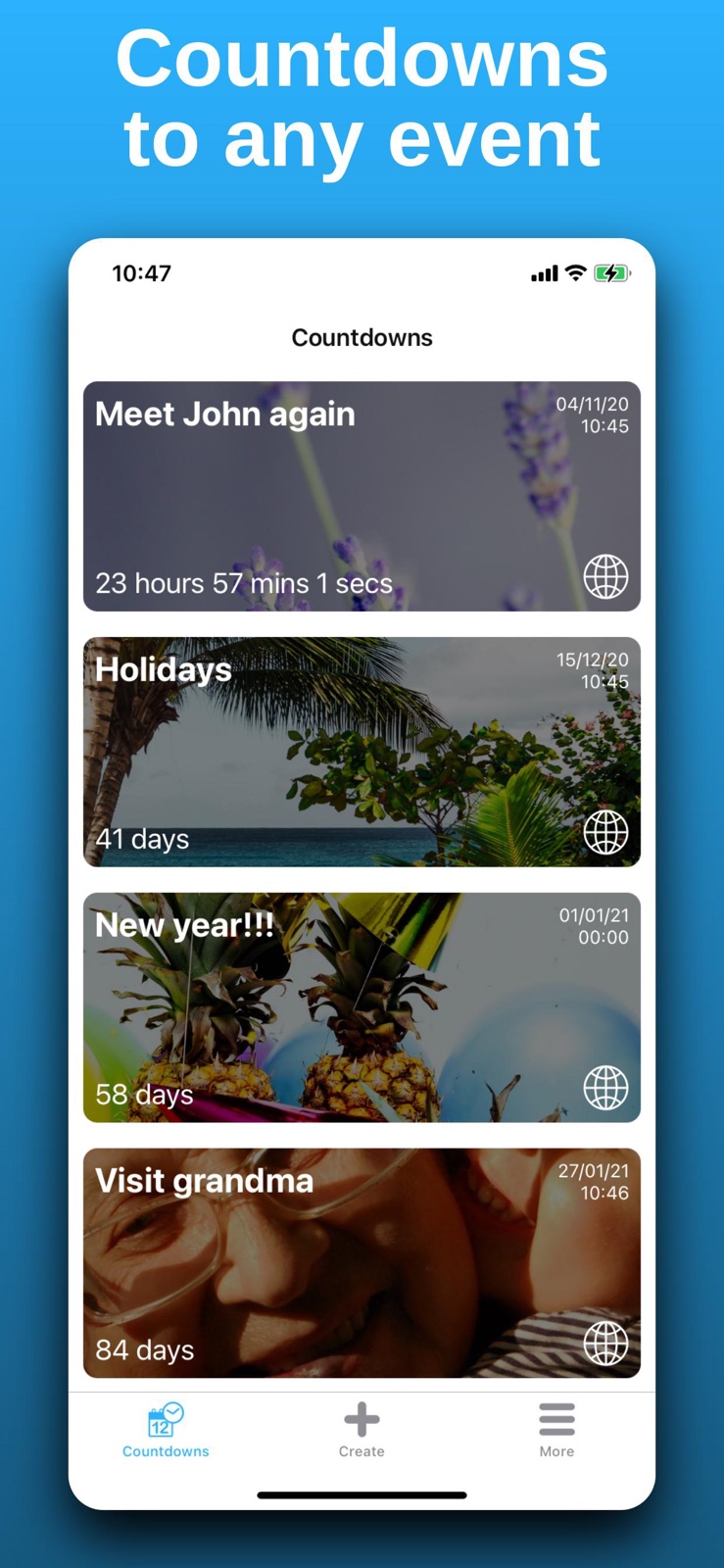 Countdown with widget iphone screenshot 1