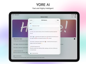 Yore - AI Notes & Reminders iPad screenshot