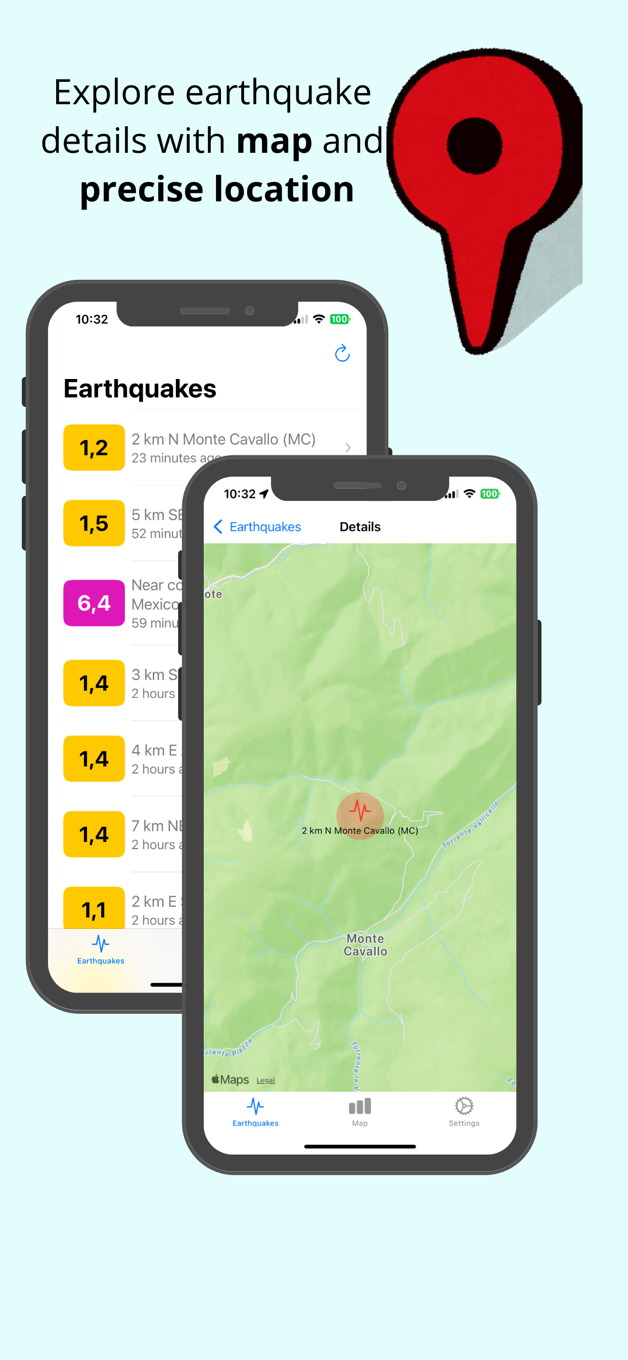 Earthquake Notifications & Map