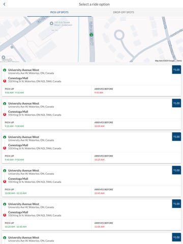 RideCo Waterloo iPad screenshot